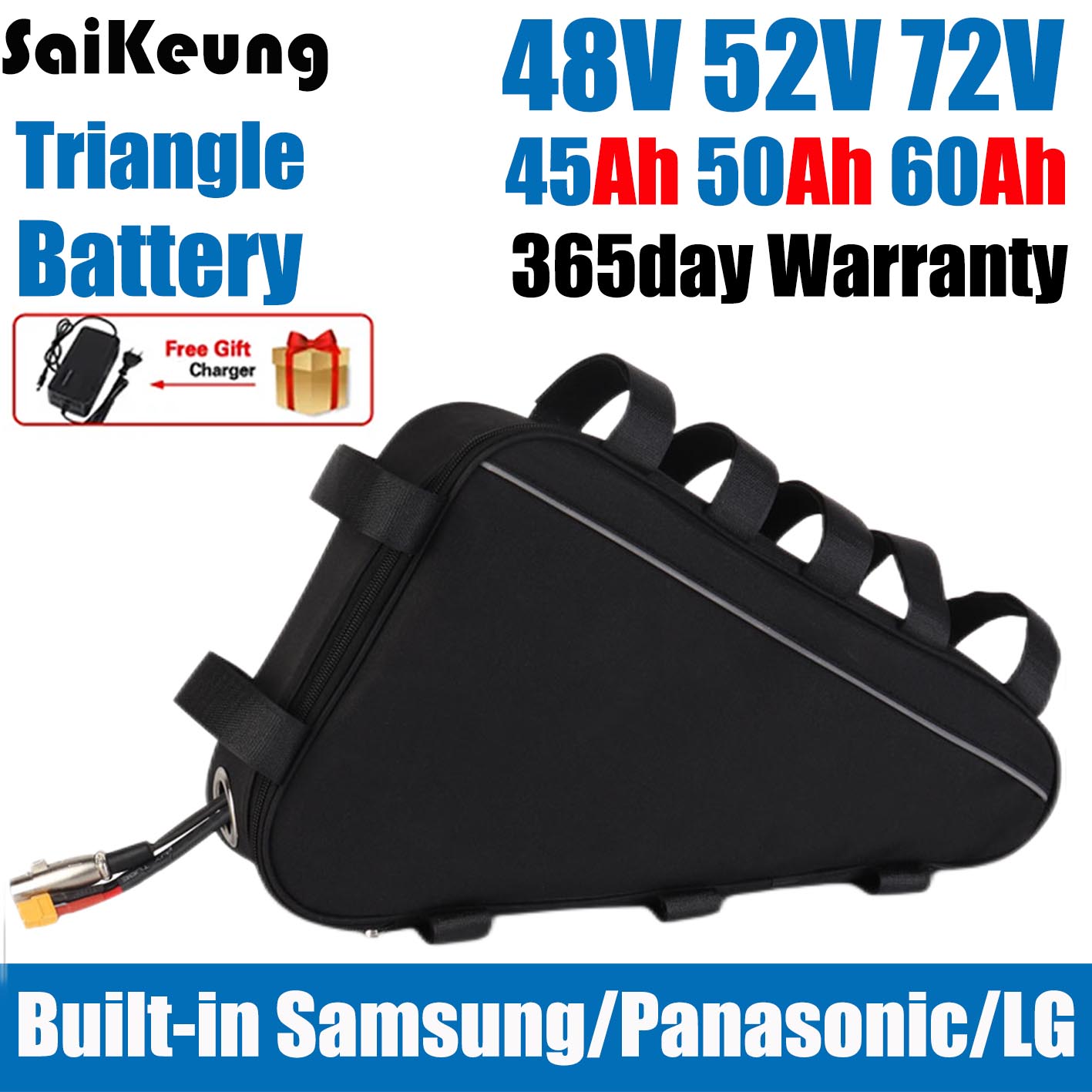 72V 50Ah 21700 Lithium Battery - Triangolo per bici elettrica Cham 48V